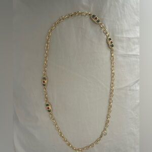 Gold-Tone Multicolor Pendant Station Necklace - Unbranded
